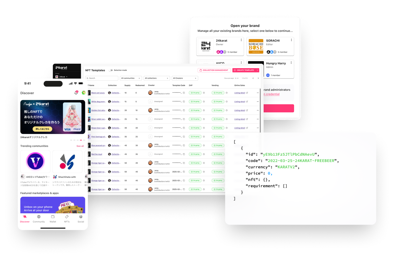 24karat platform â€“ mobile app, dashboard and API code view